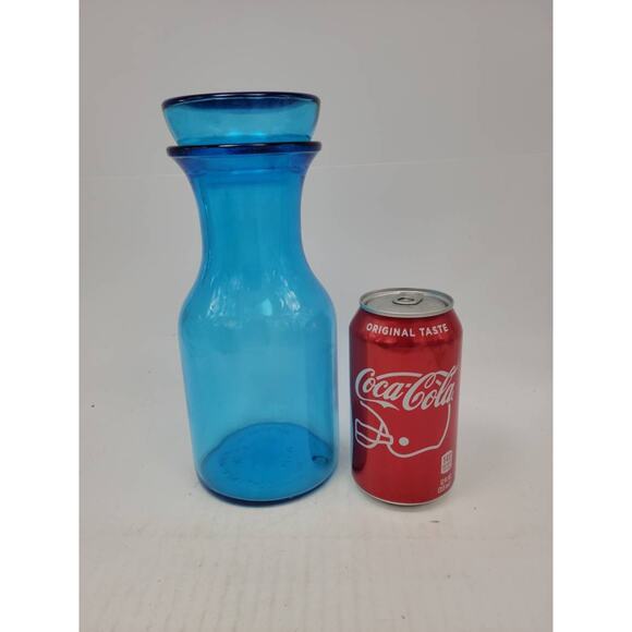 Vintage Blue Glass Carafe, Canister Barware Decanter, Made in Belgium - Picture 3 of 5
